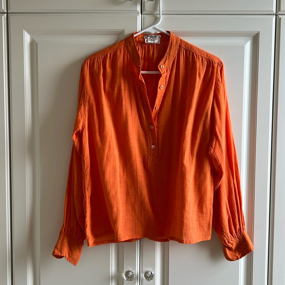 Saint Laurant river gauche cotton peasant blouse
